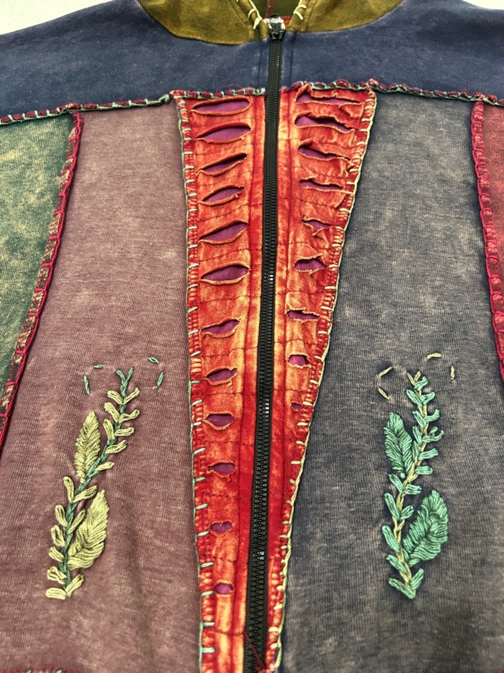 Vintage Y2K Bohemian Hoodie Patchwork Festival Witchy Elfin Embroidered - Picture 15 of 16